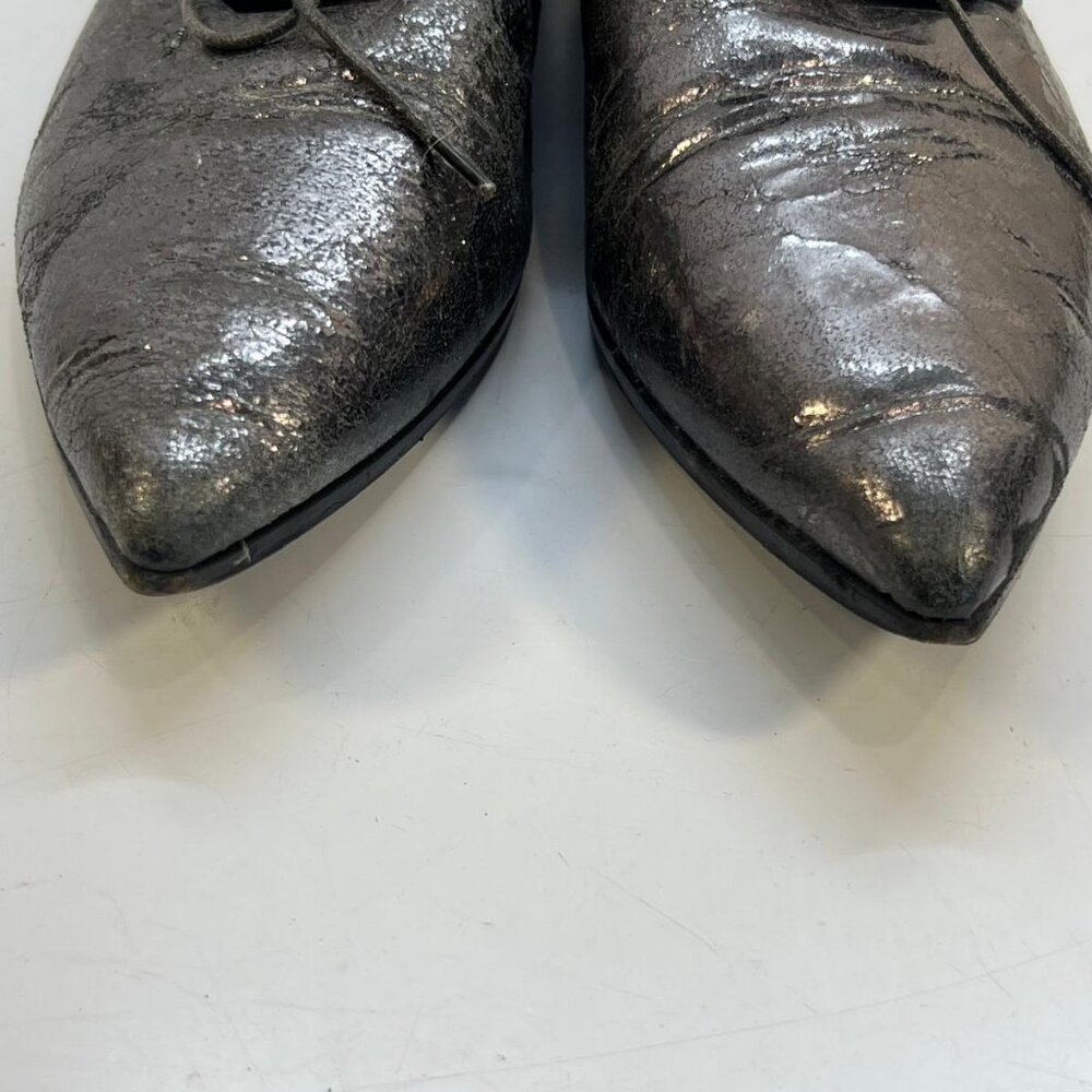 Miu Miu Metallic Leather Lace Up Oxford Shoes Men's Size 37/5 Black Lace Up - Picture 7 of 8